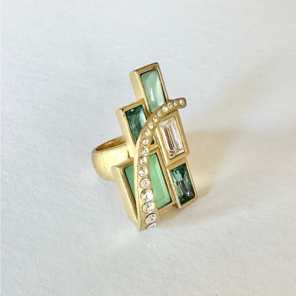 Lia Sophia Green/Gold Statement Ring
